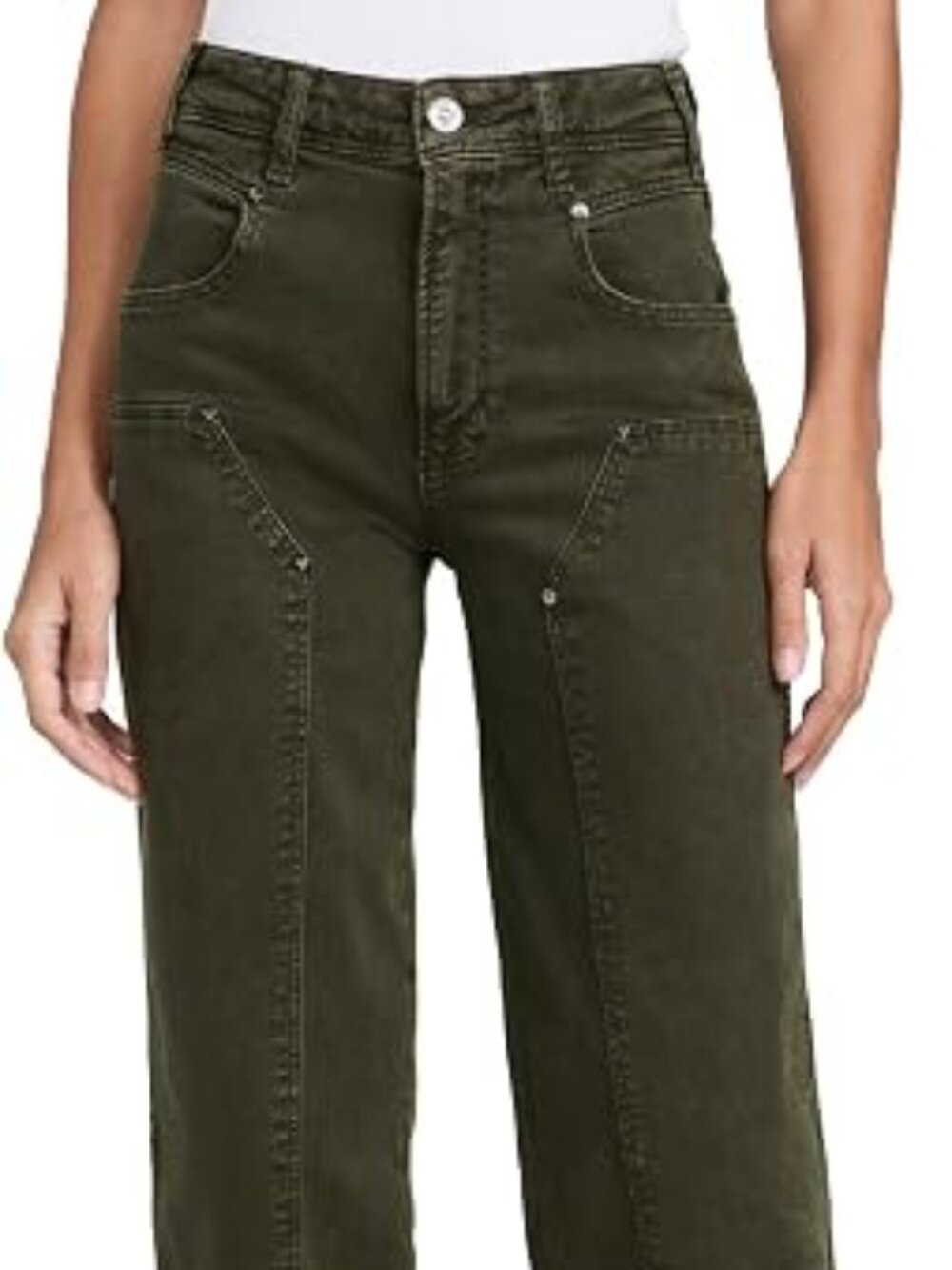 PAIGE Olive Green Carpenter Utility Jeans – Size 29